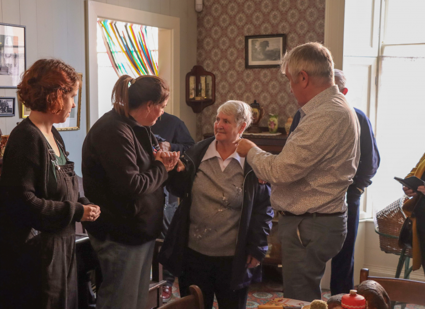 Former resident of No 4 Henrietta Street June Keely Tonge with members of our Engagement team.